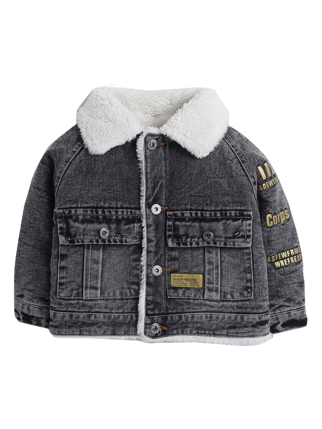 

Hopscotch Boys Black Graphic Denim Jacket