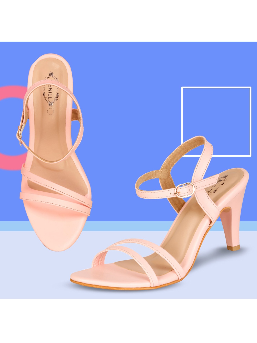 

Denill Pink Stiletto Sandals with Buckles