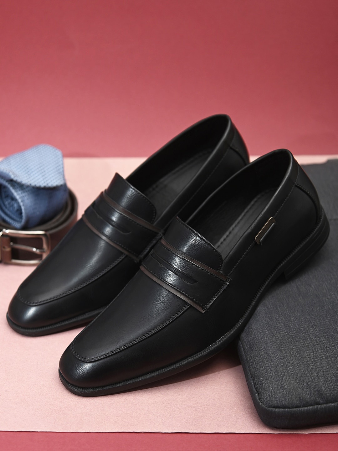 

ALBERTO MORENO Men Black Slip-On Formal Shoes