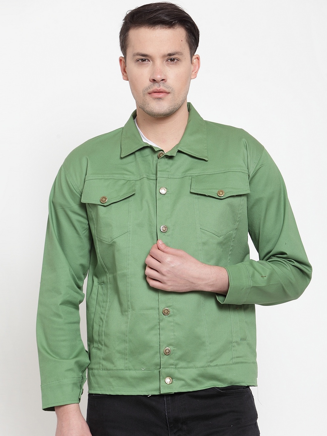 

VOXATI Men Green Denim Jacket