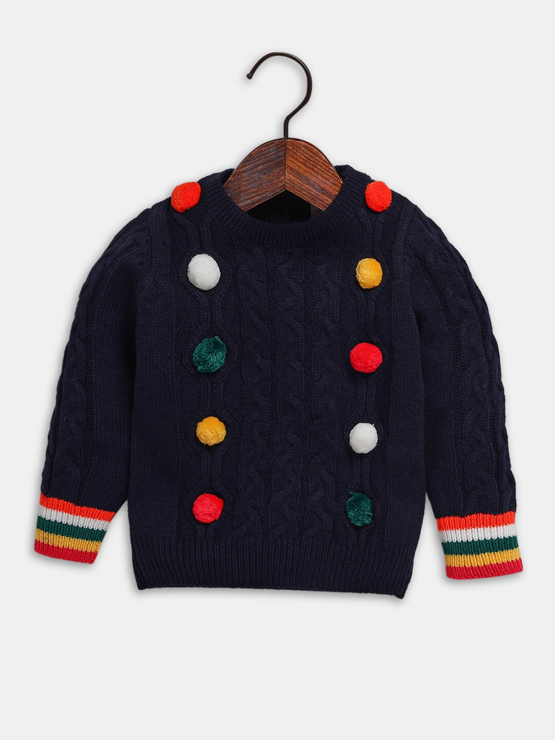 

Hopscotch Girls Navy Blue & Yellow Cable Knit Pullover