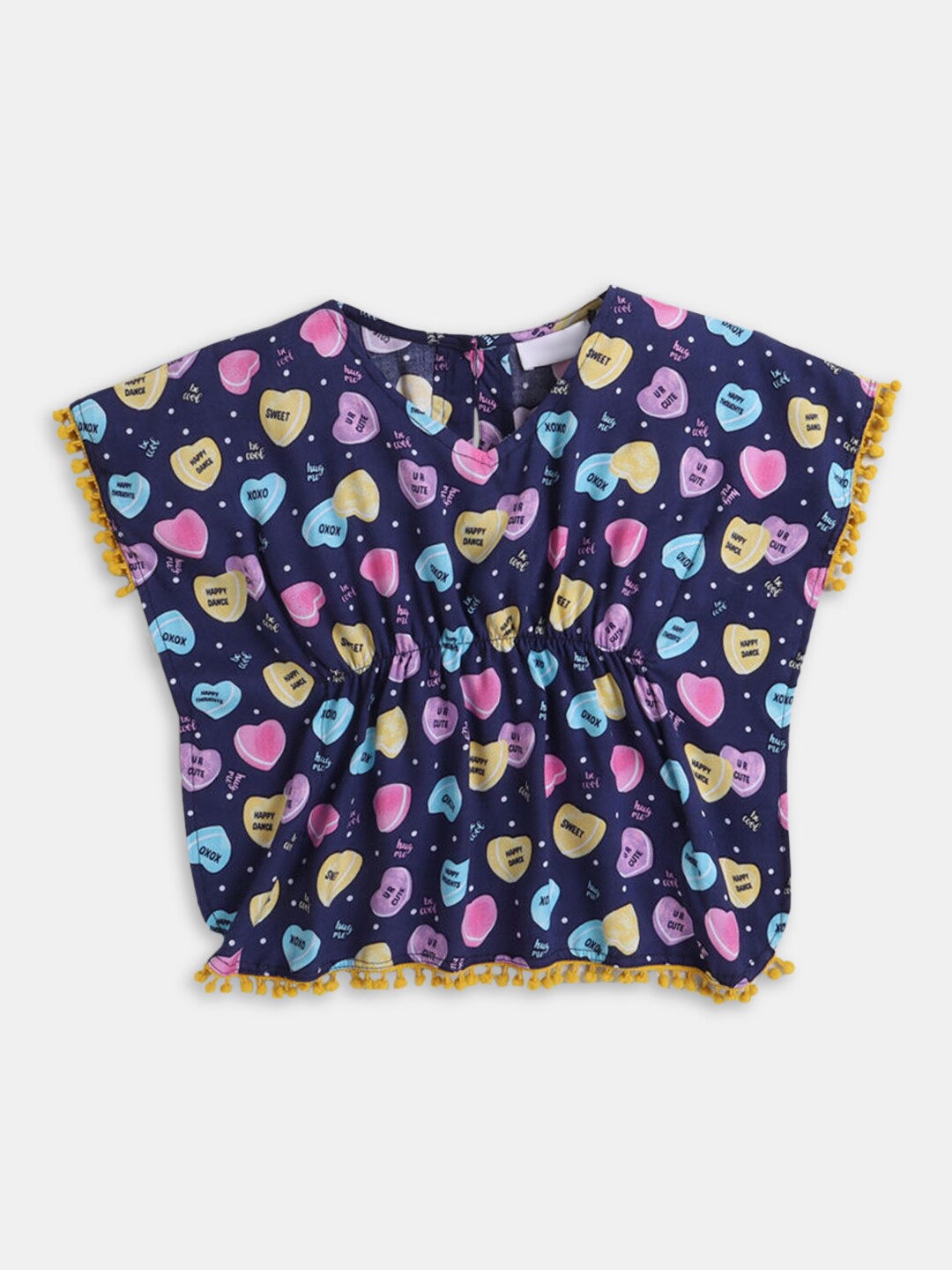 

Hopscotch Girls Pure cotton Blue & Yellow Print Top