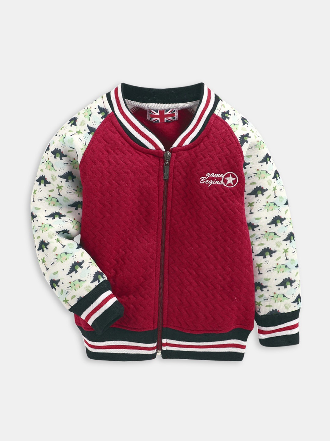 

Hopscotch Boys Red Printed Bomber Jacket