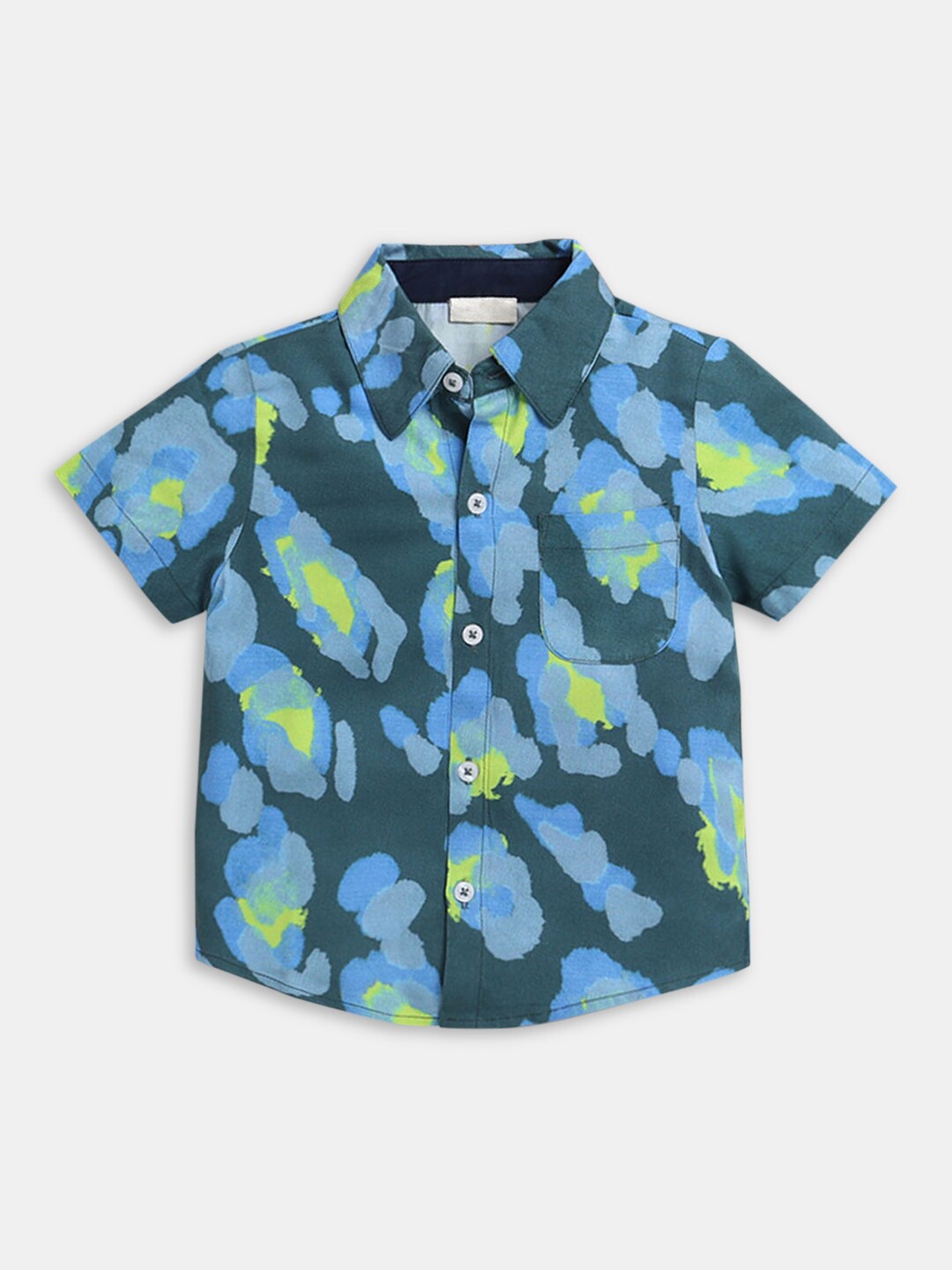 

Hopscotch Boys Blue All-Over Printed Short Sleeves Casual Shirt
