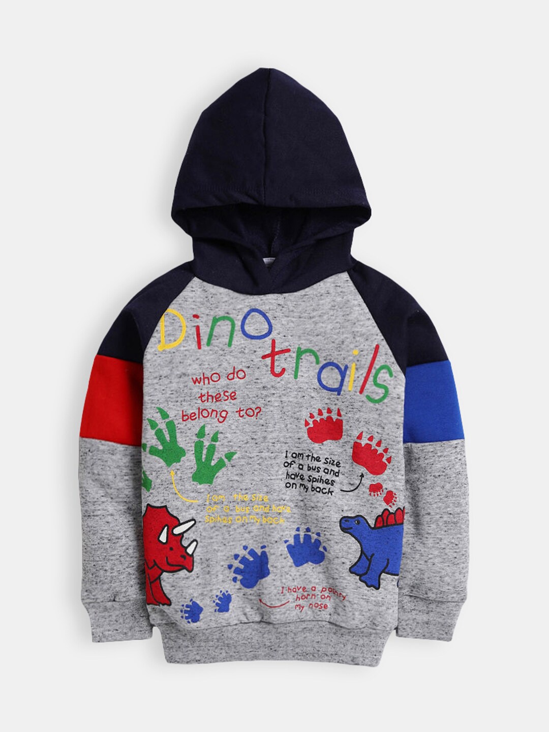 

Hopscotch Boys Grey Printed Hooded Sweatshirt