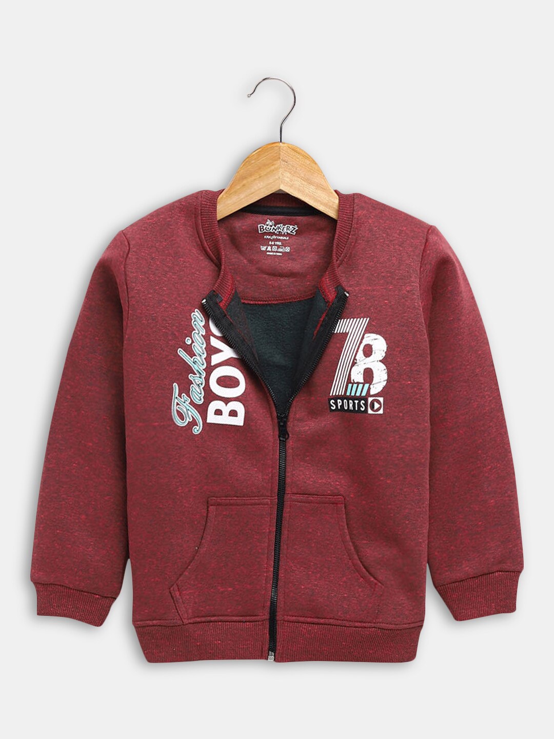

Hopscotch Boys Maroon Printed Sweatshirt