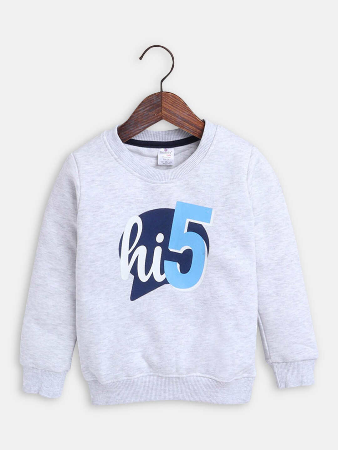 

Hopscotch Girls Grey Printed Cotton Sweatshirt