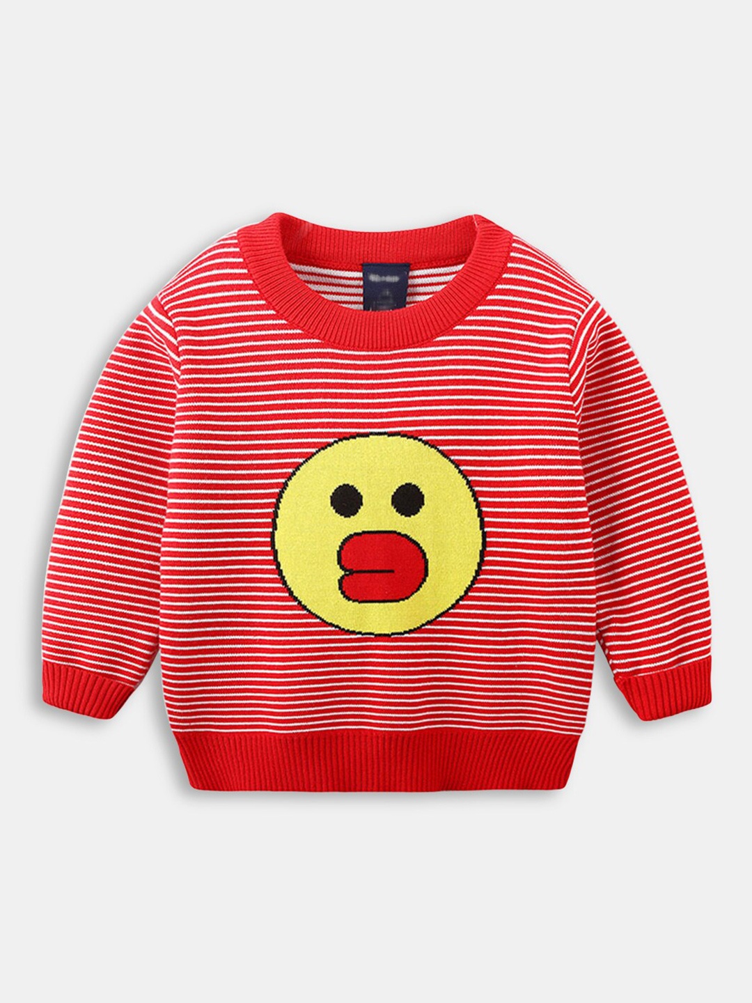 

Hopscotch Boys Red & White Striped Self Design Pullover