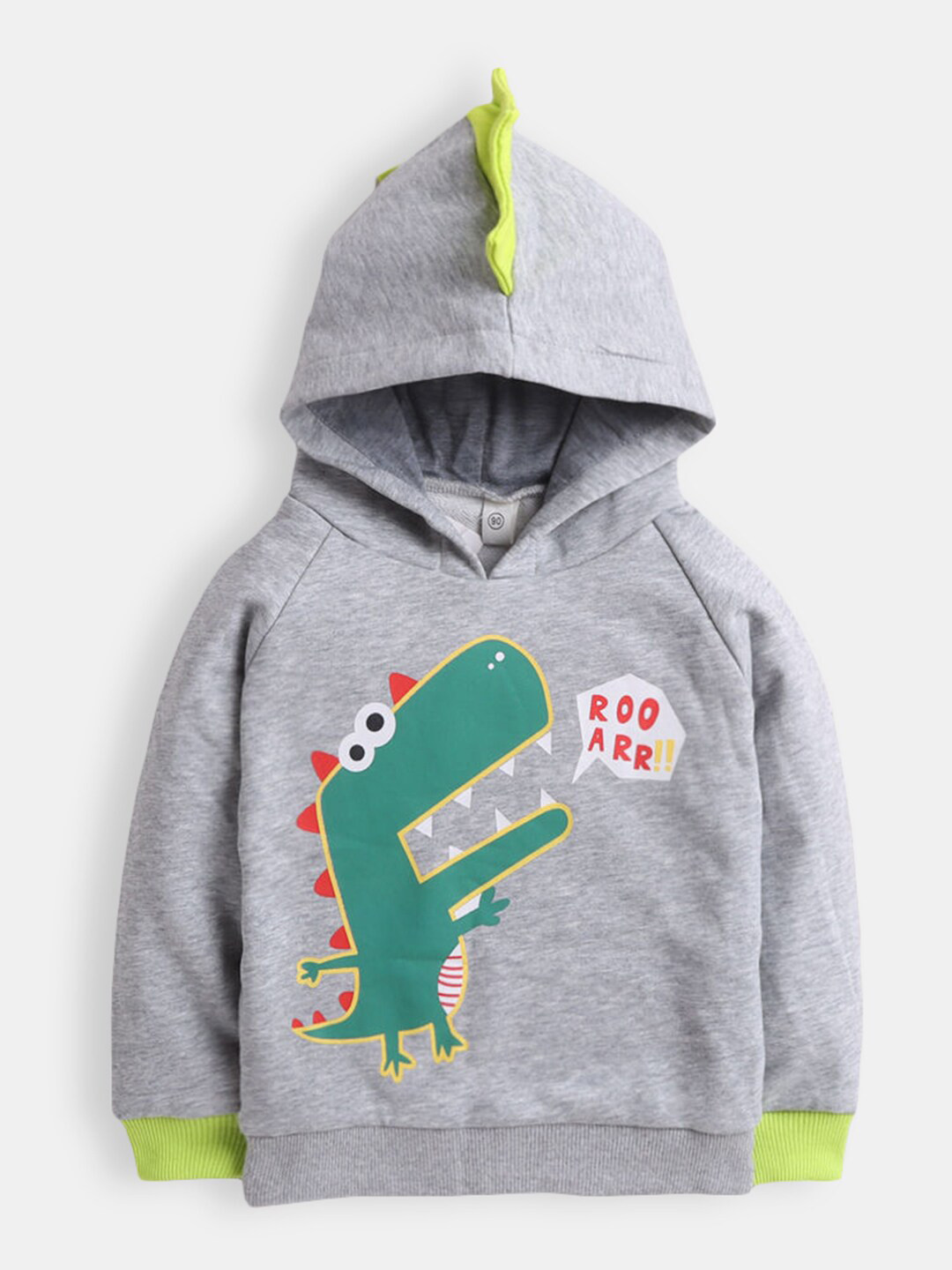 

Hopscotch Boys Grey Printed Hooded Sweatshirt