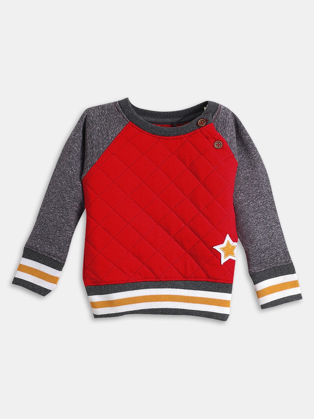 

Hopscotch Boys Red & Grey Colourblocked Pullover