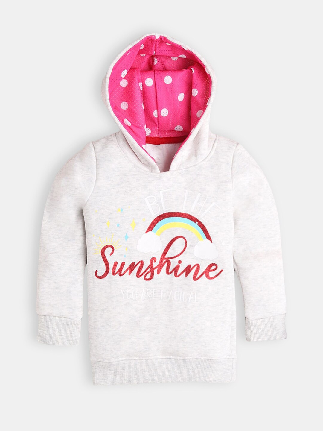 

Hopscotch Girls White Printed Hooded Sweatshirt