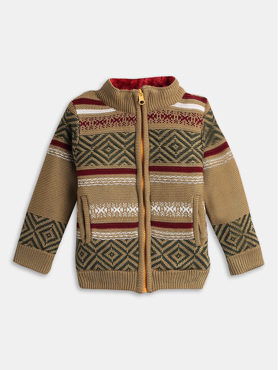 

Hopscotch Boys Beige Geometric Acrylic Longline Tailored Jacket