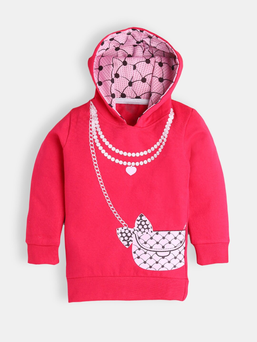 

Hopscotch Girls Fuchsia Printed Hooded Sweatshirt