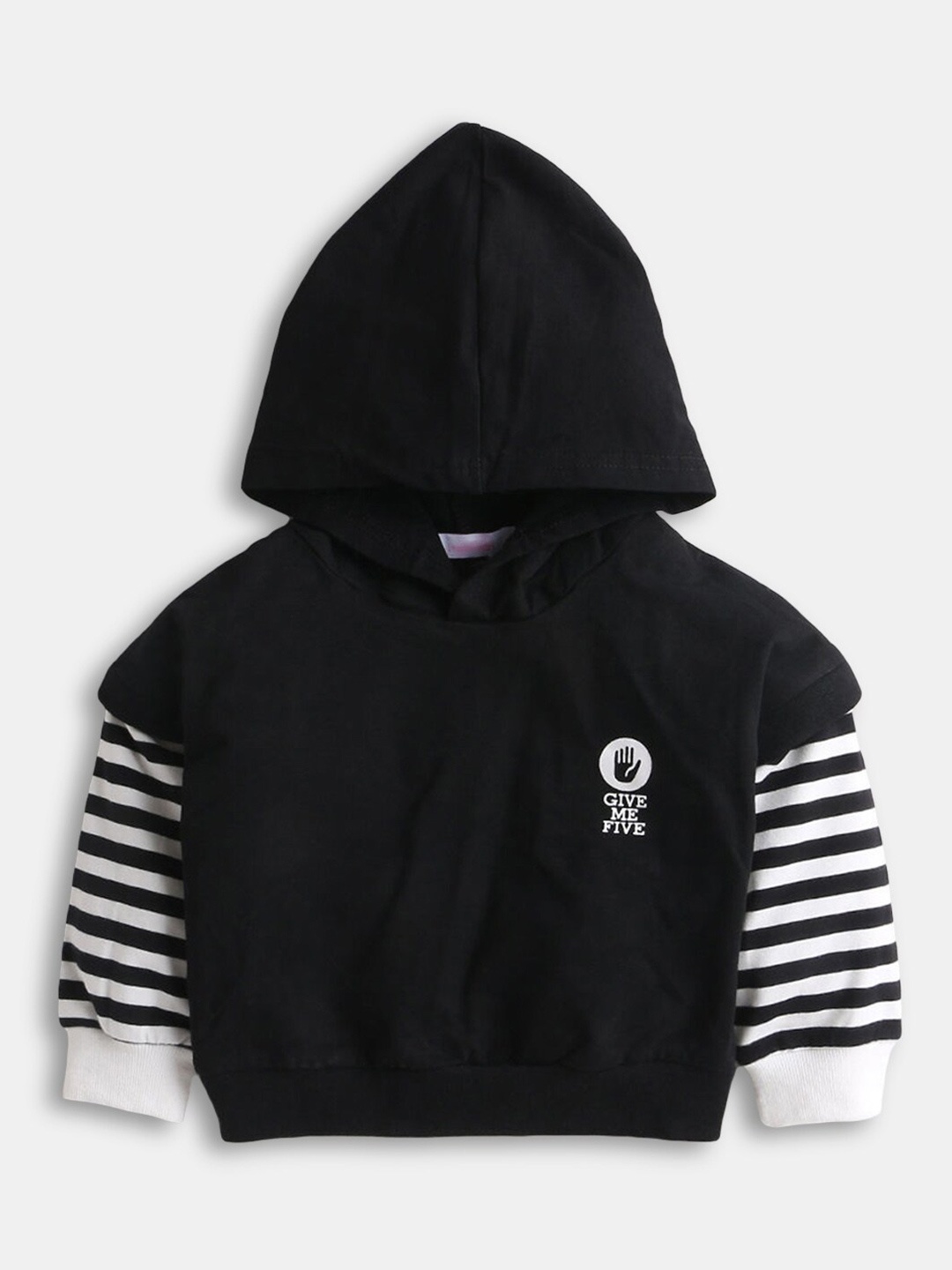 

Hopscotch Girls Black Hooded Cotton Sweatshirt