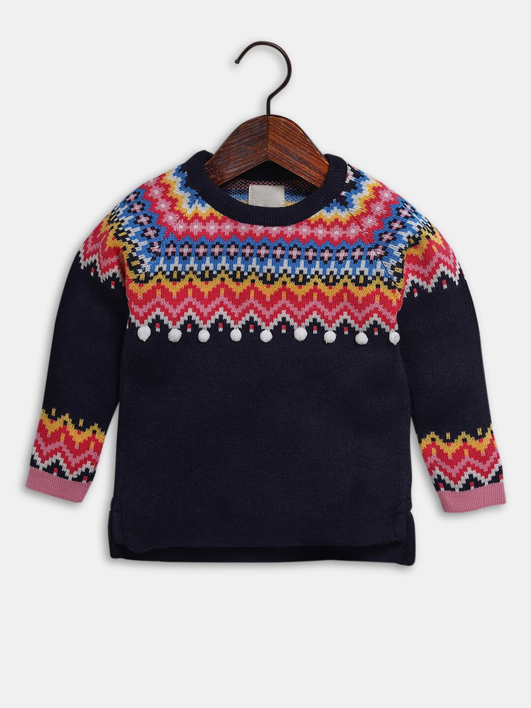 

Hopscotch Girls Navy Blue & Red Printed Acrylic Pullover