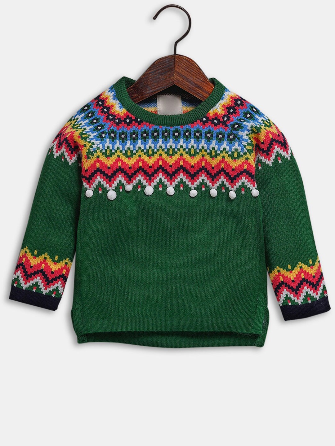

Hopscotch Girls Green & White Printed Pullover