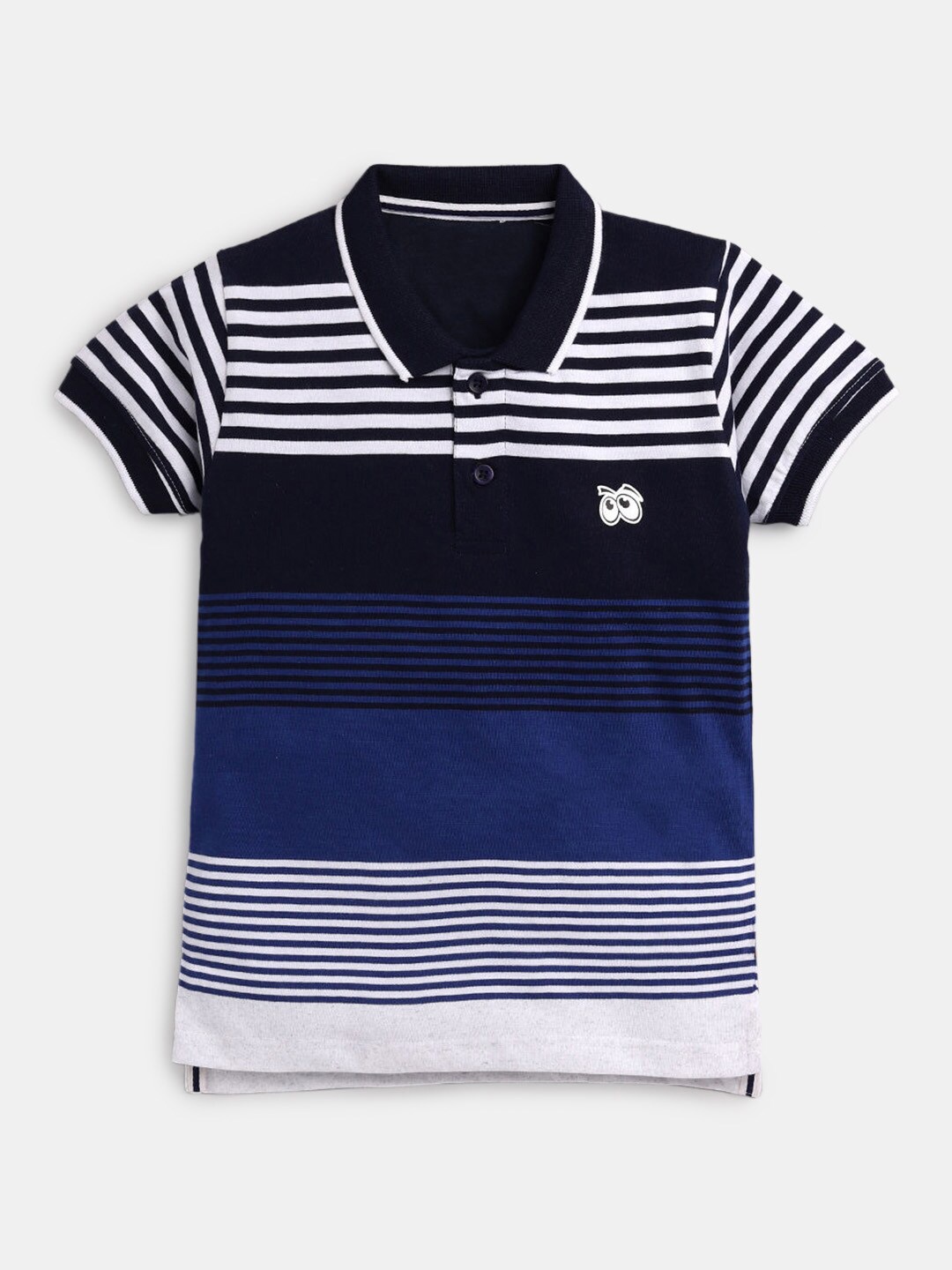 

Hopscotch Boys Navy Blue Striped Polo Collar T-shirt