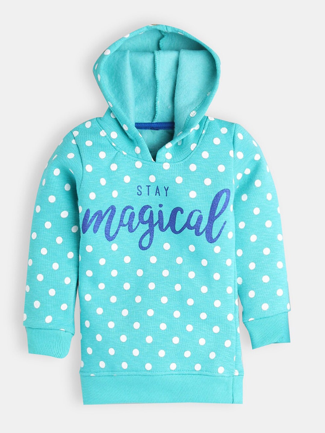 

Hopscotch Girls Green Printed Hooded Sweatshirt