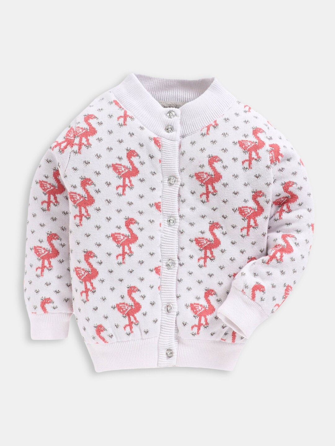 

Hopscotch Girls White & Red Printed Cardigan