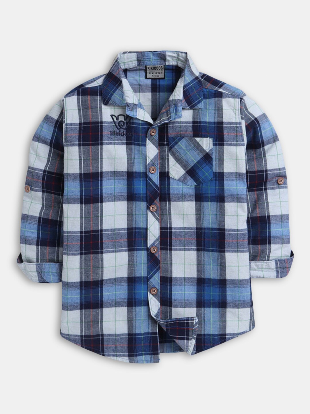 

Hopscotch Boys Blue Tartan Checks Checked Casual Shirt