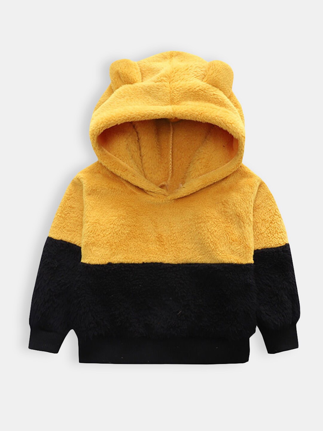 

Hopscotch Boys Yellow Colourblocked Hooded Sweatshirt