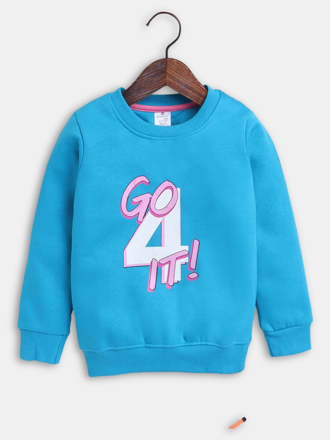 

Hopscotch Girls Blue Printed Sweatshirt