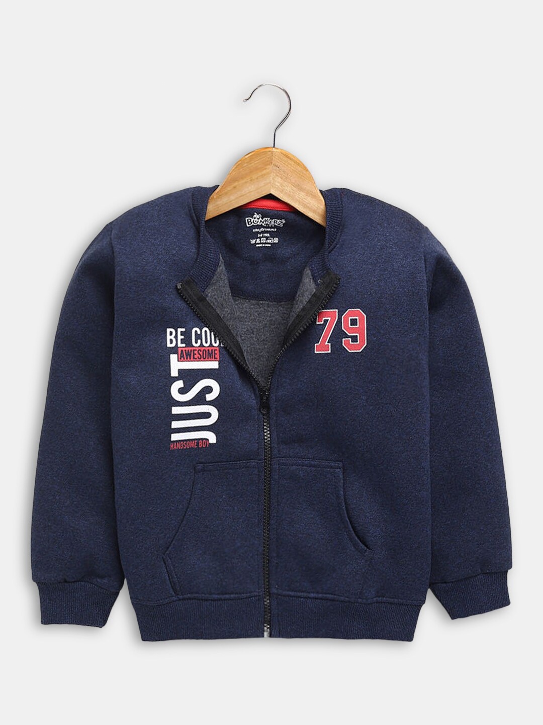 

Hopscotch Boys Navy Blue Printed Pure Cotton Sweatshirt