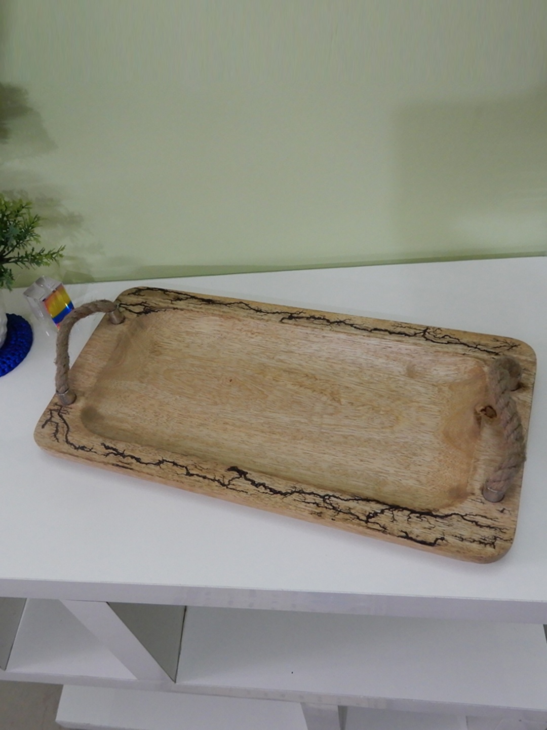 

Disoo Fashions Brown Solid Wood Serving Tray With Jute