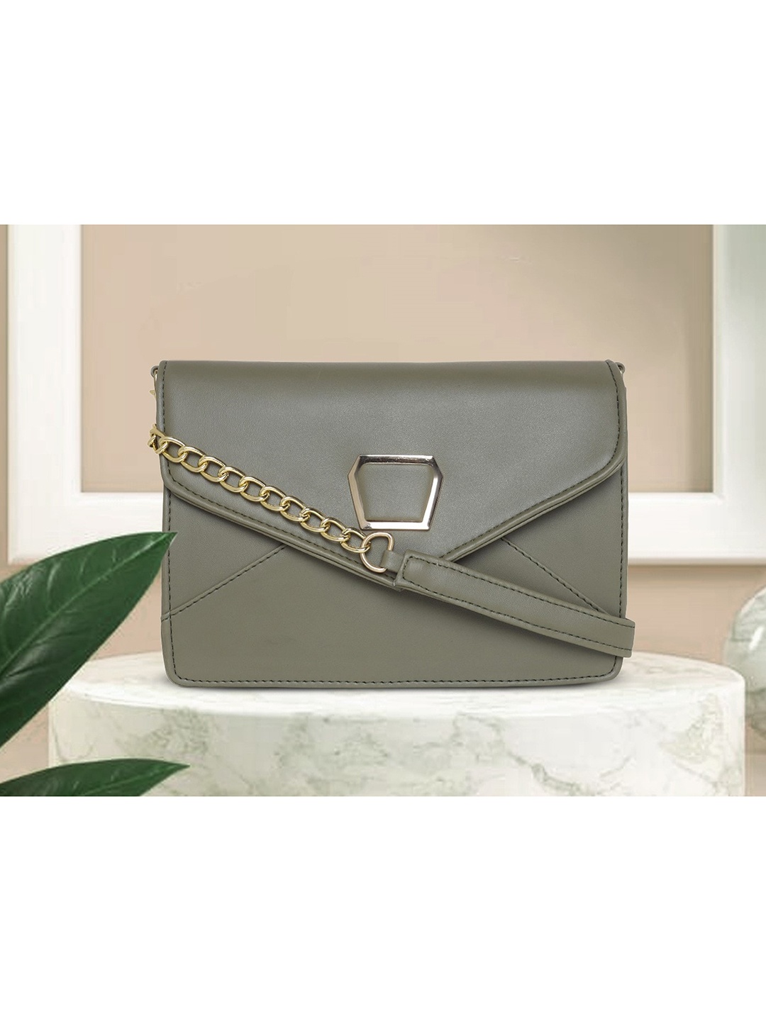 

AMYENCE Green Structured Sling Bag