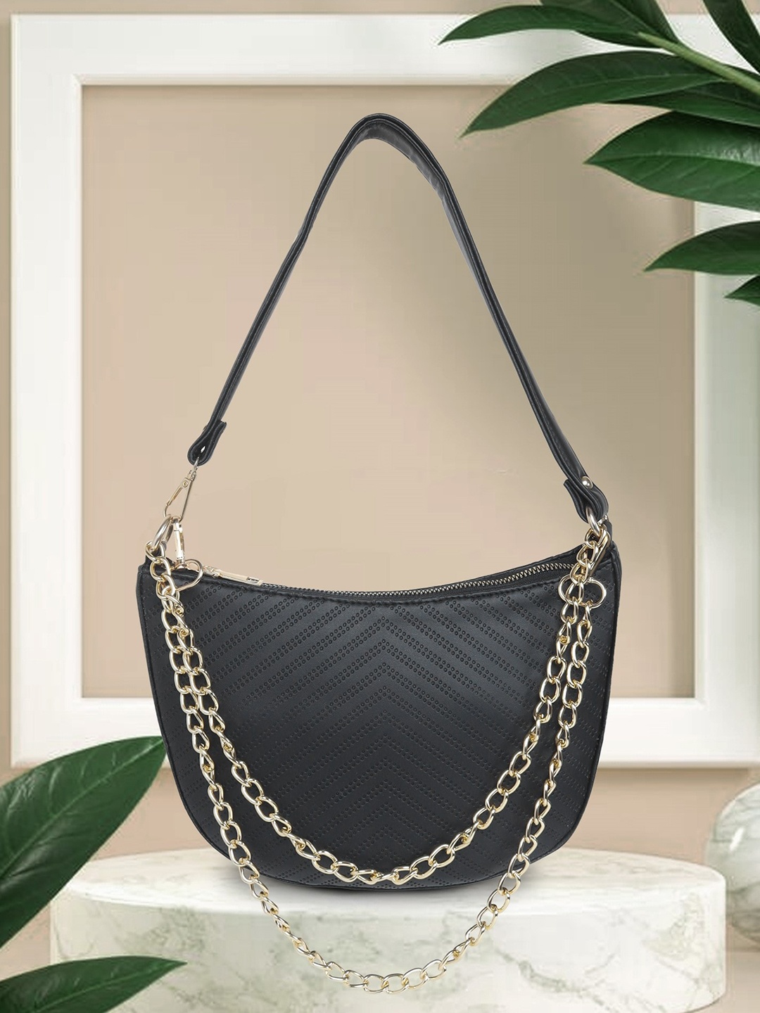 

AMYENCE Black Half Moon Hobo Bag