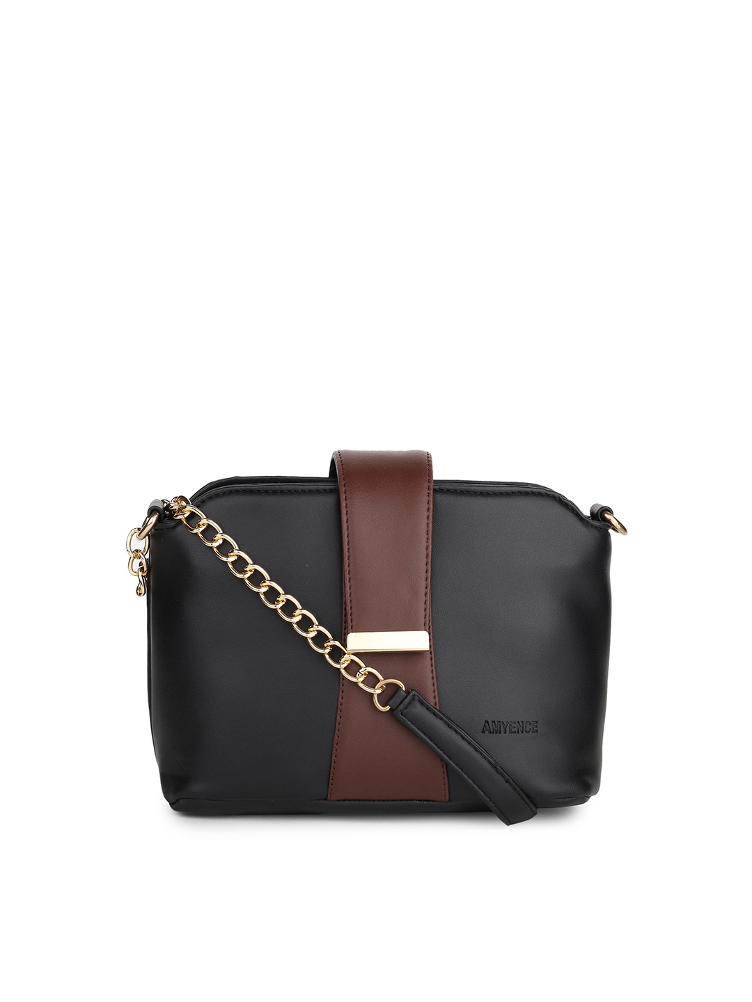 

AMYENCE Black Colourblocked Bucket Sling Bag