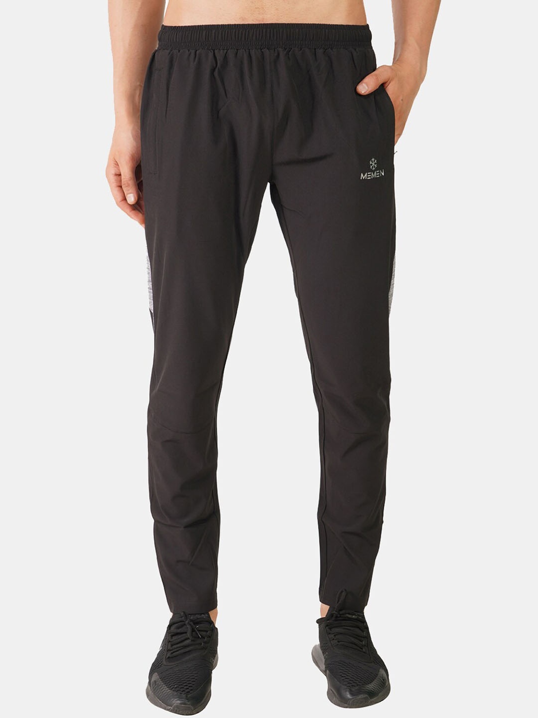

MEMEN Men Black Solid Cotton Track Pants
