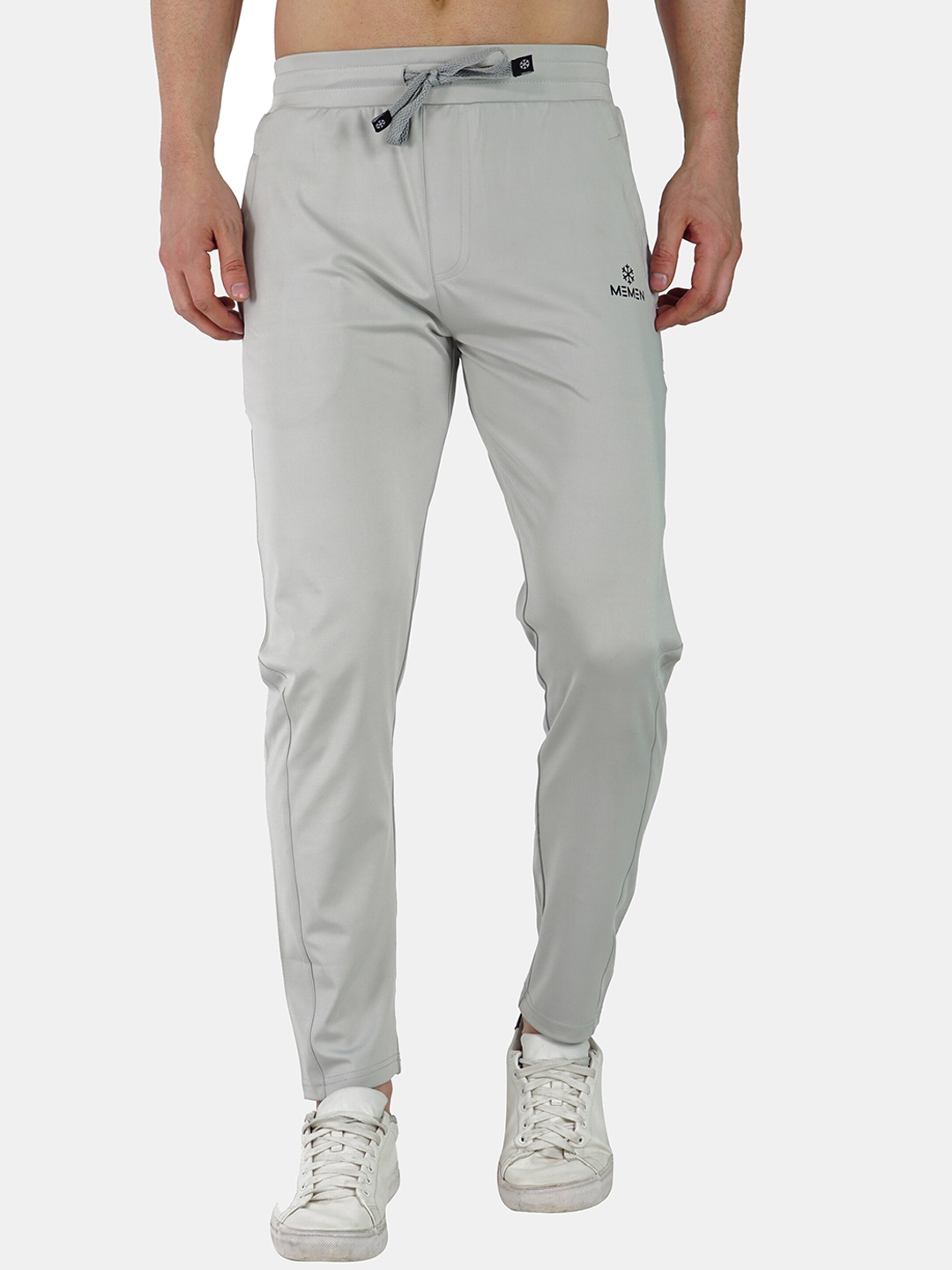 

MEMEN Men Grey Solid Track Drawstrings Pants