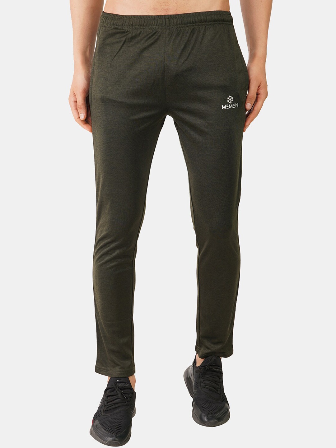

MEMEN Men Olive Green Solid Track Pants