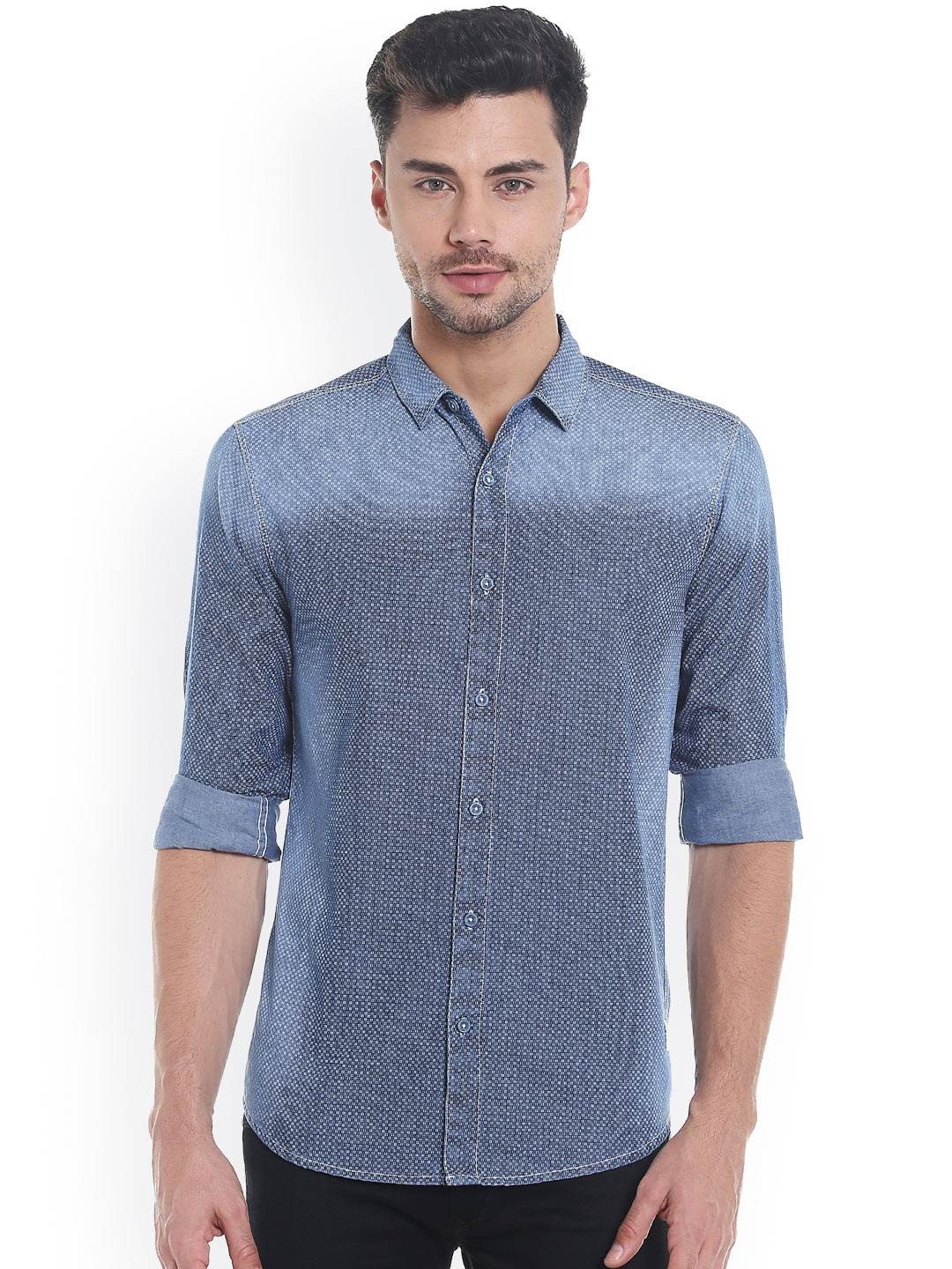 

SPYKAR Men Blue Slim Fit Printed Casual Shirt