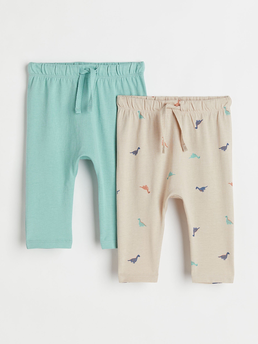 

H&M Girls Beige & Turquoise Blue 2-Pack Jersey Trousers