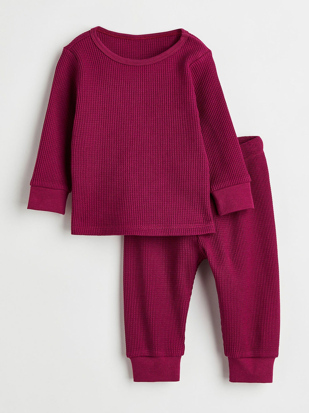 

H&M Boys Magenta Waffled Cotton Jersey Set