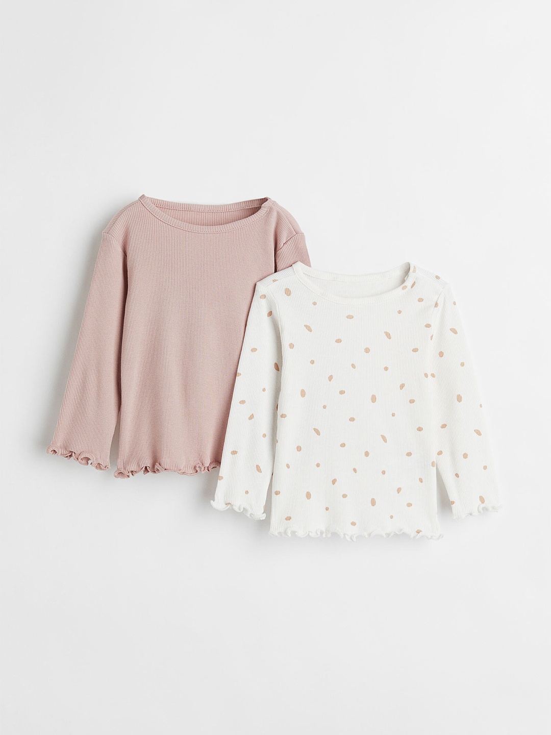 

H&M Boys Beige & White 2-Pack Ribbed Jersey Tops