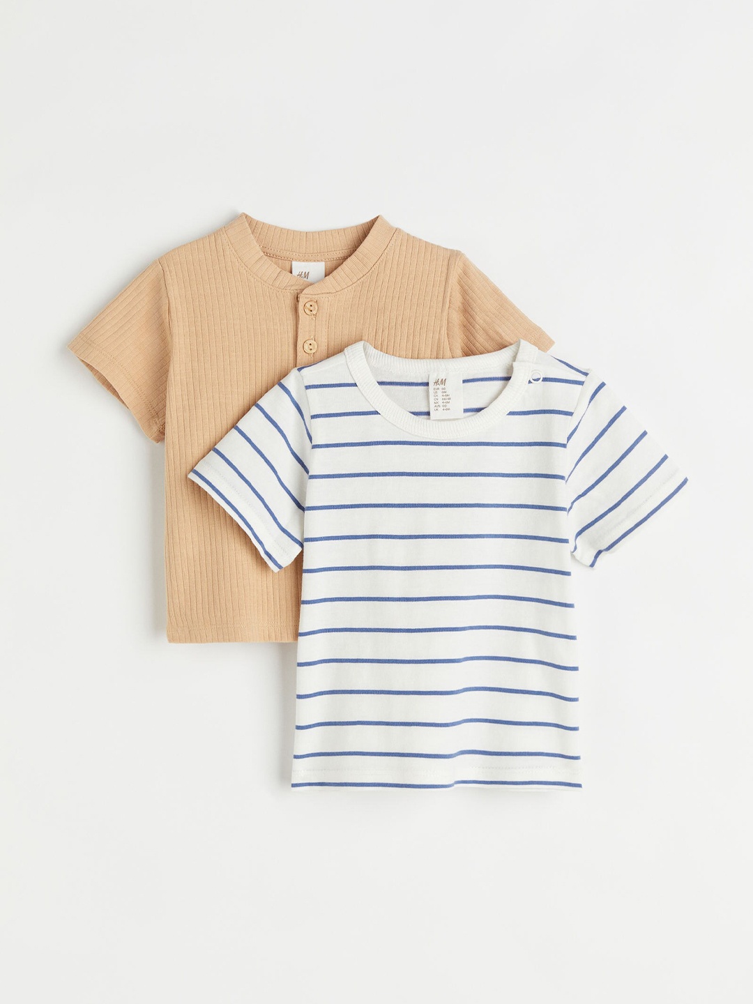 

H&M Boys 2 Pack Cotton T-Shirts, Beige