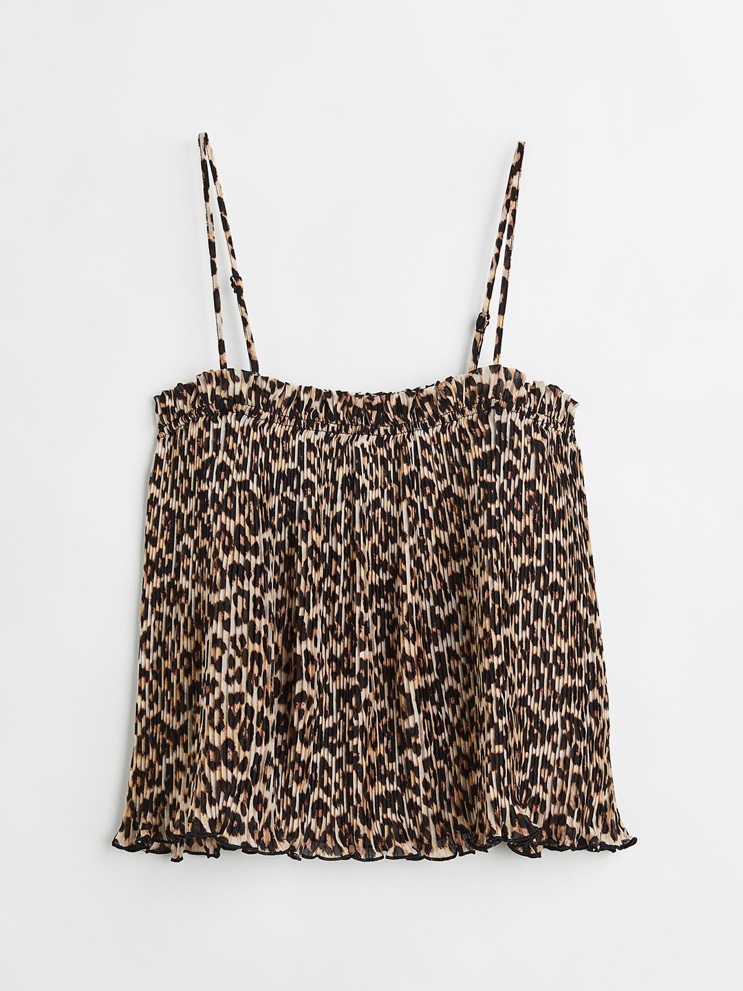 

H&M Women Beige & Black Animal Print Chiffon Top