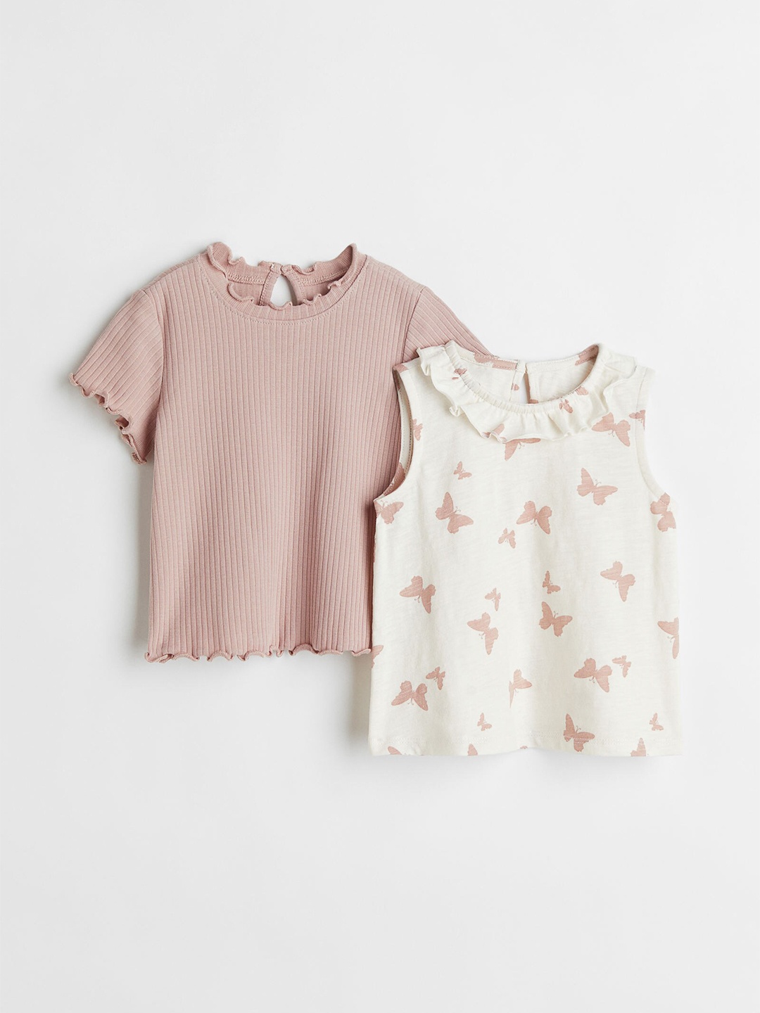 

H&M Girls Pink & White 2-Pack Cotton Tops