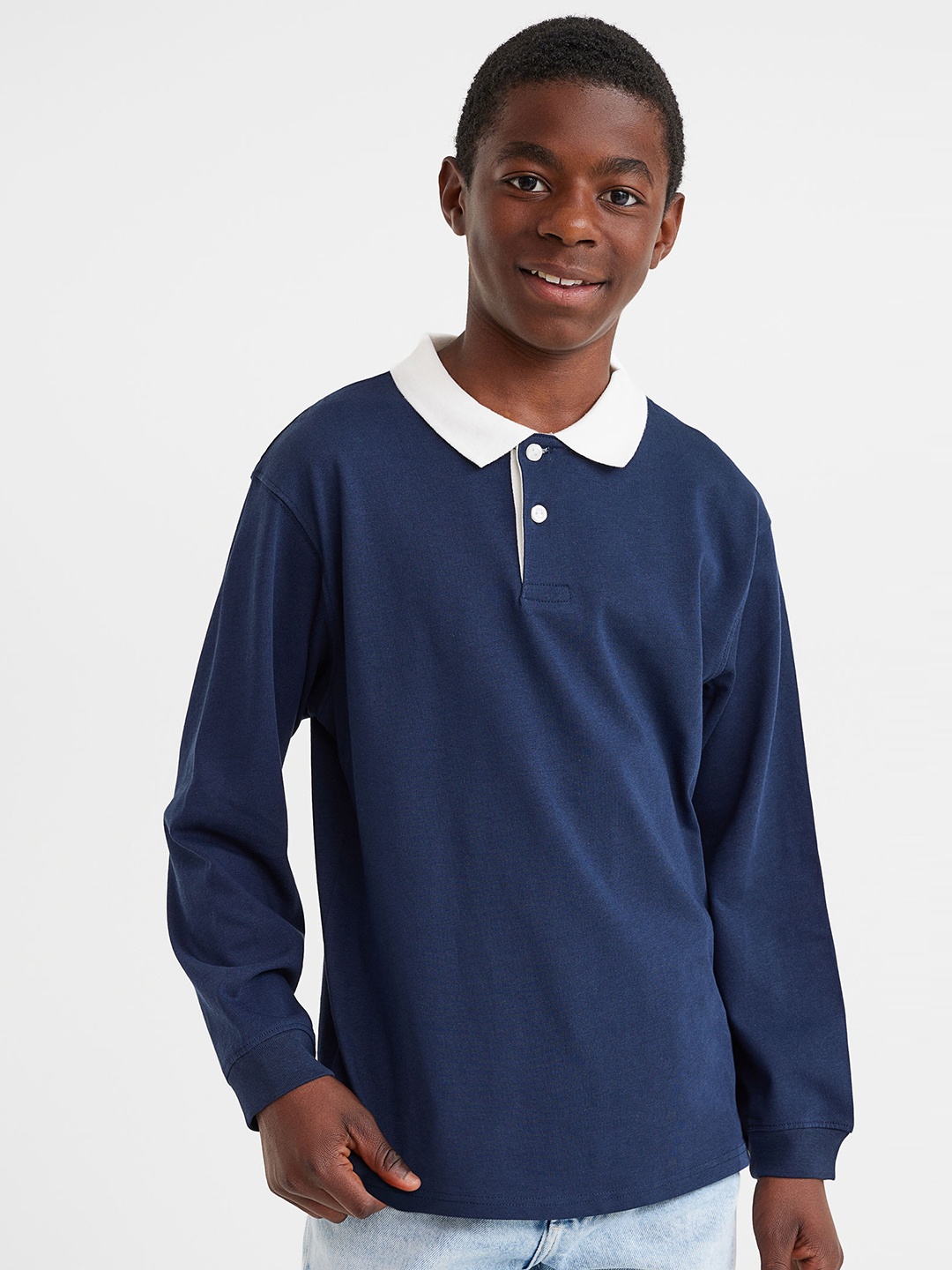 

H&M Boys Blue Cotton Rugby Shirt