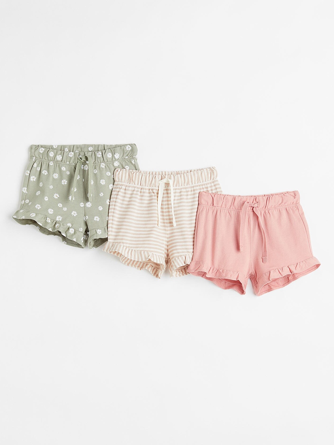 

H&M Girls Green & Pink 3-Pack Cotton Shorts