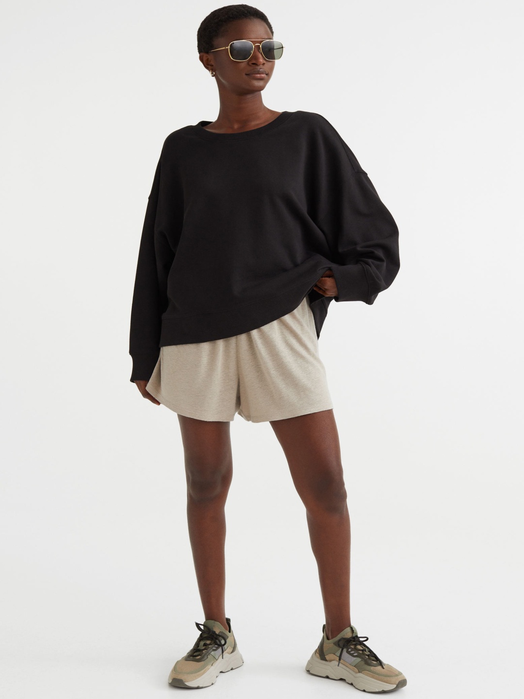 

H&M Women Beige Linen-Blend Shorts