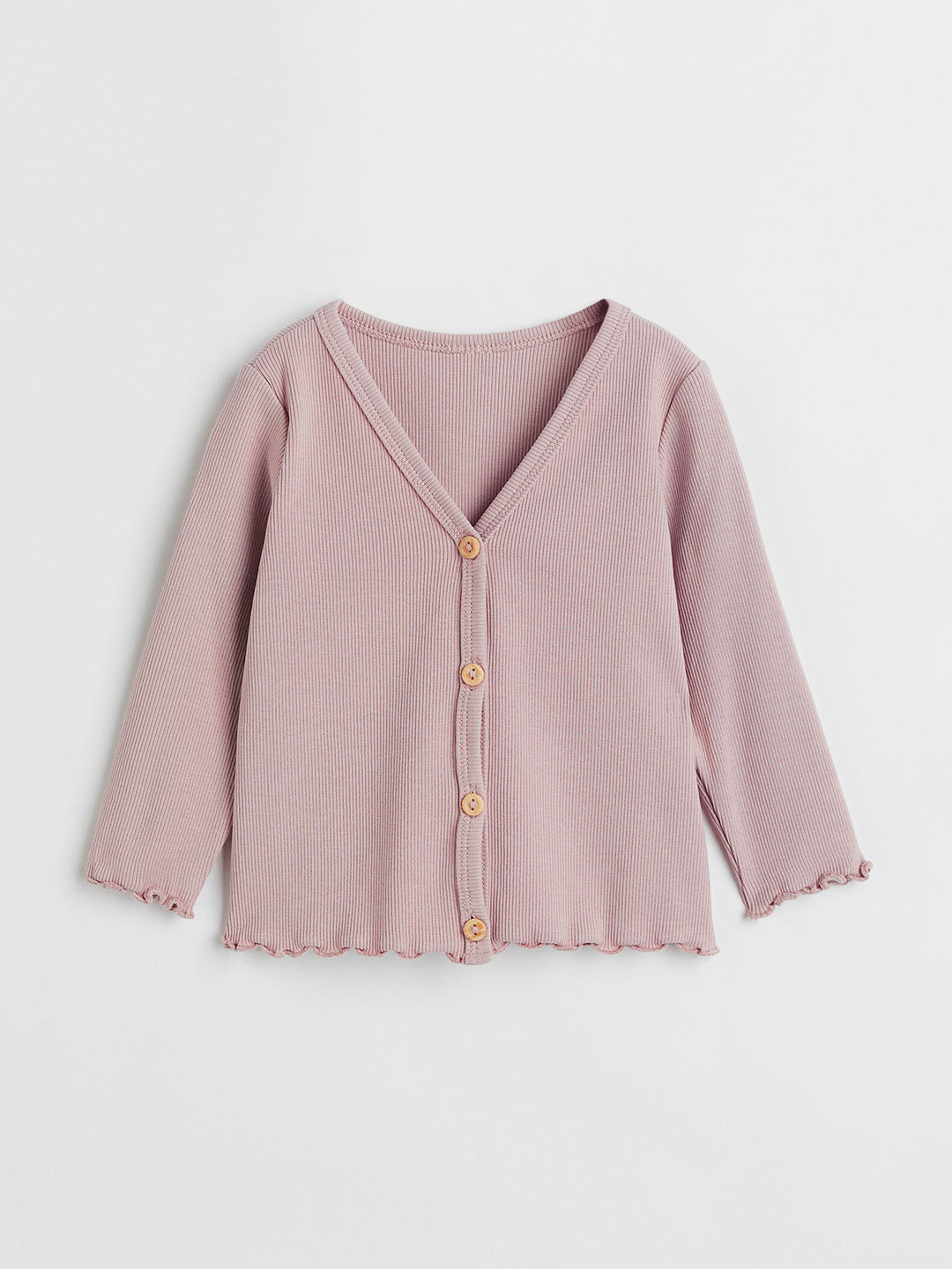 

H&M Girls Pink Ribbed Cotton Cardigan