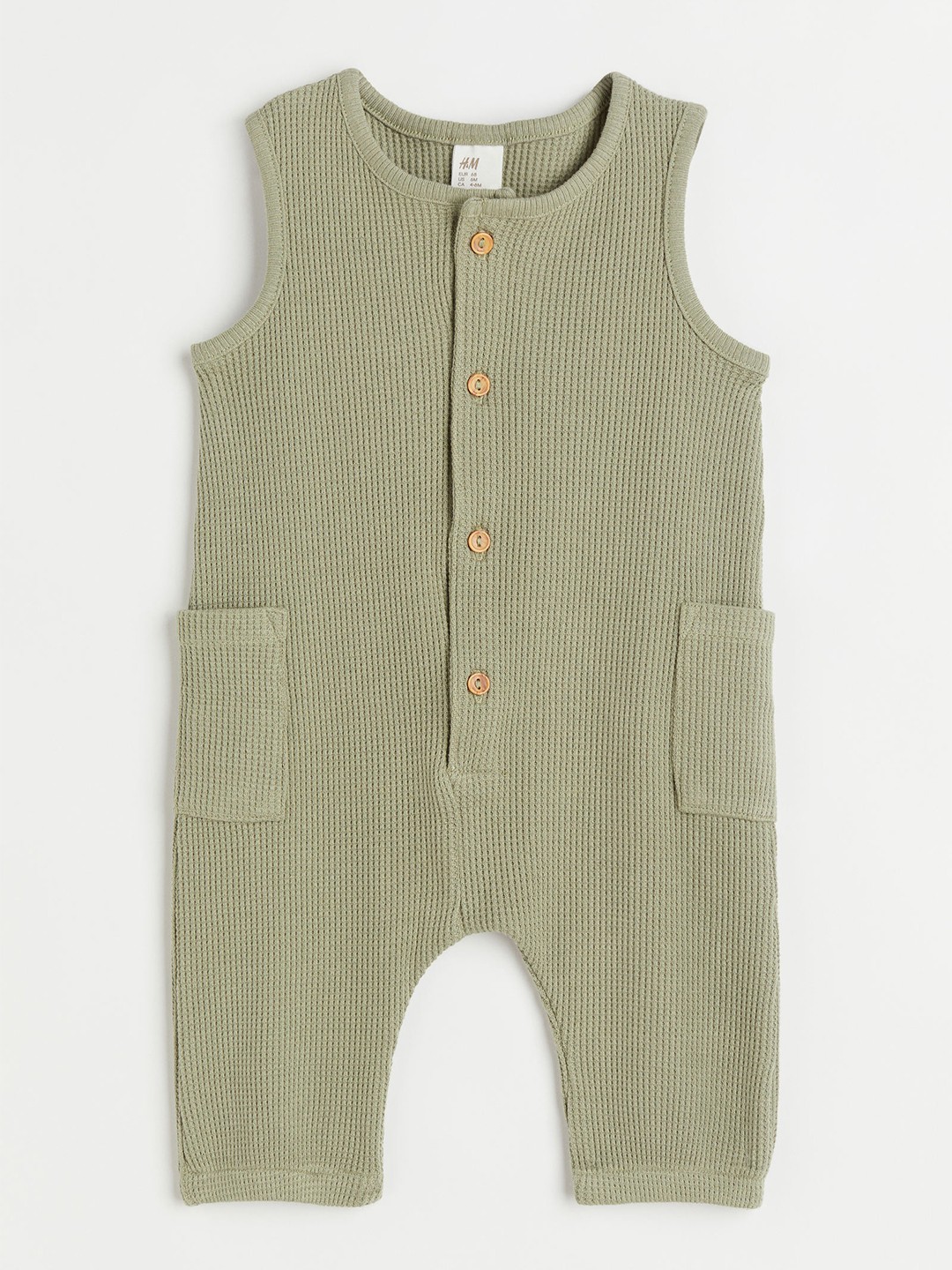 

H&M Boys Green Solid Pure Cotton Romper