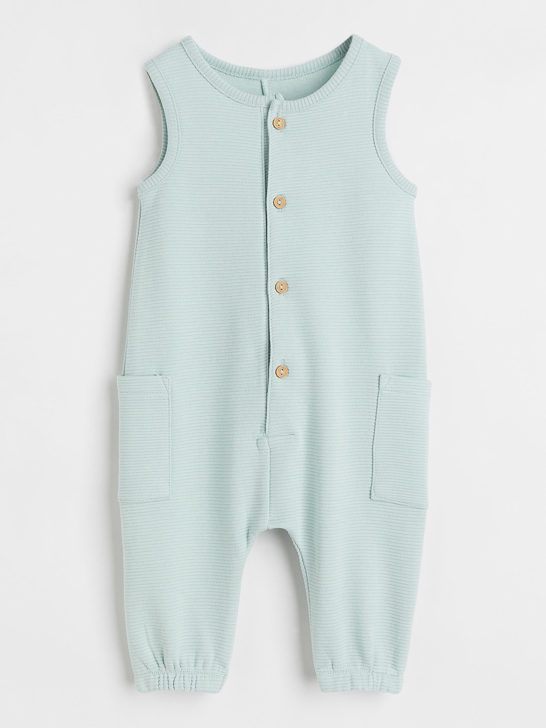 

H&M Boys Turquoise Blue Solid Pure Cotton Romper