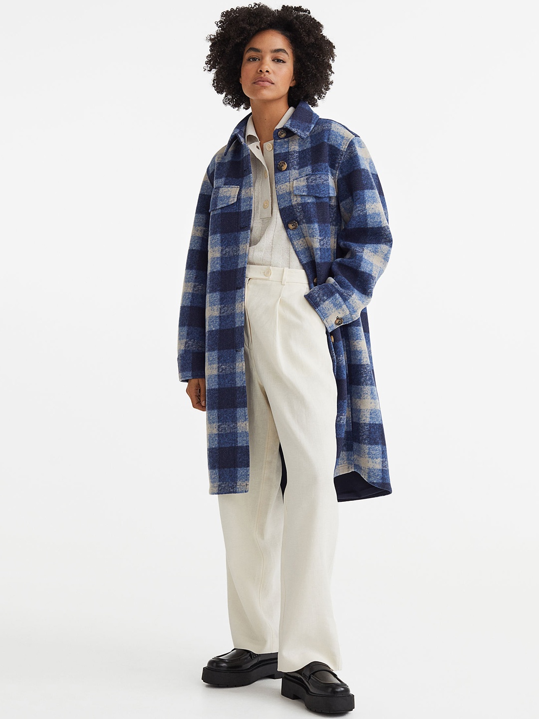 

H&M Women Blue Long Shacket