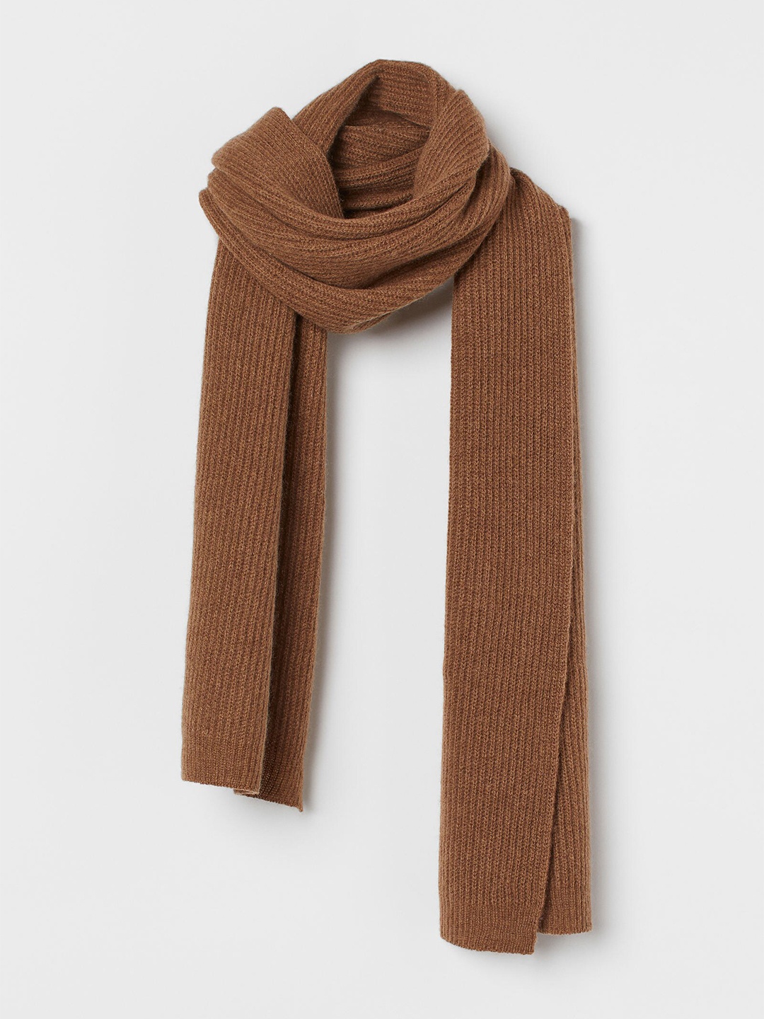 

H&M Men Brown Ribbed Cashmere Scarf