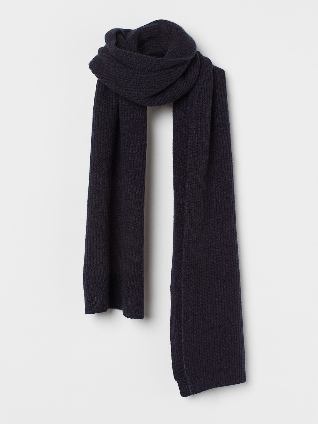 

H&M Men Blue Ribbed Cashmere Scarf